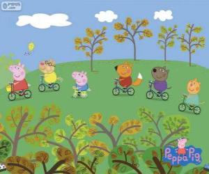 Peppa Pig and her friends by bike puzzle