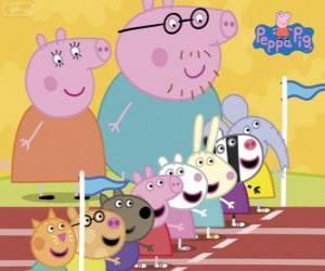 Peppa Pig and his friends prepared for a career puzzle