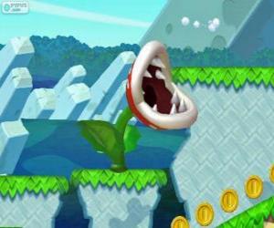 Piranha plant. Piranha flower. Carnivorous plant from the Mario series puzzle