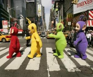 Po, Laa-Laa, Dipsy and Tinky-Winky crossing a street puzzle