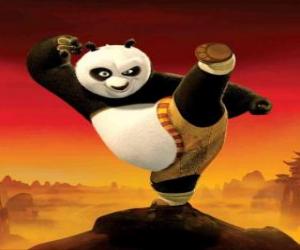 Po, the giant panda fan of Kung Fu, training to become a master warrior puzzle