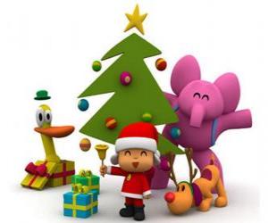 Pocoyo and his friends at Christmas puzzle