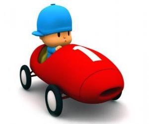 Pocoyo driving a race car puzzle