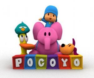 Pocoyo's best friends are Pato, Elly, Loula and Sleepy Bird puzzle