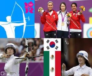 Podium archery individual female, Ki Bo-Bae (South Korea), Aida Román and Mariana Avitia (Mexico) - London 2012- puzzle