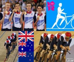 Podium cycling track pursuit by men's 4000m teams, United Kingdom, Australia and New Zealand - London 2012 - puzzle