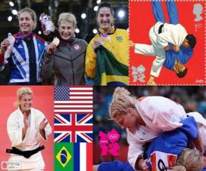 Podium female Judo - 78 kg, Kayla Harrison (United States), Gemma Gibbons (United Kingdom) and Mayra Aguiar (Brazil), Audrey (France) - London 2012 - Tcheumeo puzzle