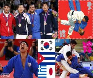 Podium Judo men's - 90 kg, Asley González (Cuba), Masashi Nishiyama (Japan) - London 2012 - and Ilias Iliadis (Greece), Song Dae-Nam (South Korea) puzzle