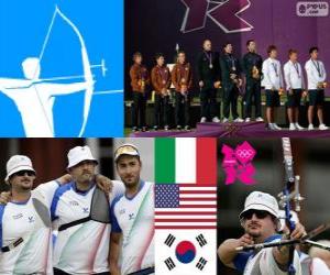 Podium men's archery teams, Italy, United States and Korea of the South - London 2012- puzzle