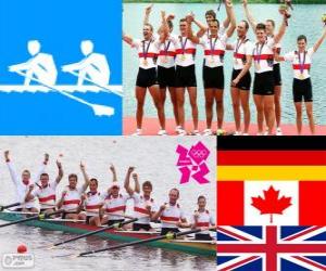 Podium rowing men's coxed eight, Germany, Canada and United Kingdom - London 2012- puzzle
