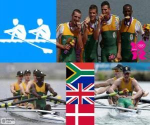 Podium rowing men's lightweight coxless four, South Africa, United Kingdom and Denmark - London 2012- puzzle
