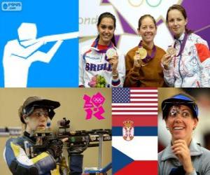 Podium shooting women's 50 metre rifle three positions, Jamie Lynn Gray (United States), Ivana Maksimović (Serbia) and Adela Sykorova (Czech Republic) - London 2012- puzzle