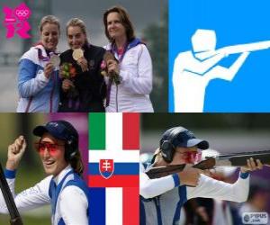 Podium shooting women's trap, Jessica Rossi (Italy), Zuzana Štefečekova (Slovakia) and Delphine Réau (France) - London 2012 - puzzle