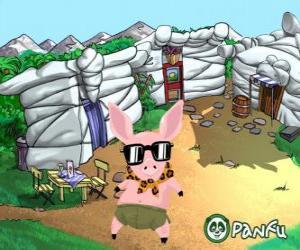 Pokopet Tork, a pig with sunglasses, a pet from Panfu puzzle