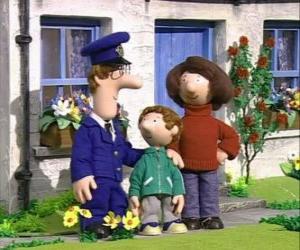 Portrait of the Postman Pat and his family, his wife Sarah and his son Julian puzzle