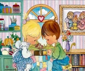 Praying boy and girl. Precious Moments puzzle