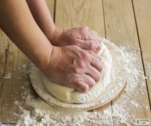 Preparing the dough for pizza puzzle