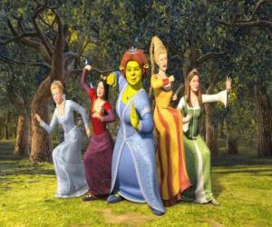 Princesses Cinderella, Snow White, Fiona, Rapunzel and Sleeping Beauty puzzle