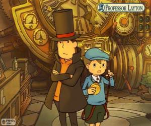 Professor Layton and his assistant Luke Triton, main protagonists of the mystery and puzzle games for Nintendo puzzle