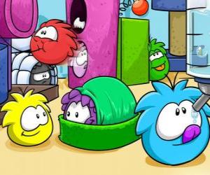 Puffles pets in the Club Penguin  puzzle