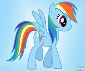 Rainbow Dash, a pegasus pony with the rainbow tail puzzle