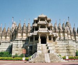 Ranakpur Temple, the largest Jain temple in India. Temple built in marble puzzle