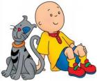 Caillou sitting on the floor with your cat Gilbert