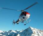 The flight of a helicopter rescue in the Swiss Alps