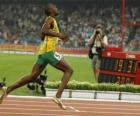 Usain Bolt athlete at the finish line