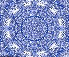 Mandala with several flowers of color blue