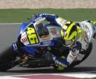 Valentino Rossi piloting its moto GP