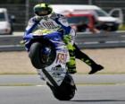 Valentino Rossi raising wheel