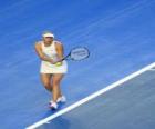 Maria Sharapova preparing to hit a serve