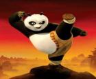 Po, the giant panda fan of Kung Fu, training to become a master warrior