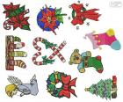 Ten drawings of variety of Christmas ornaments