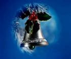 Blue background Christmas bell