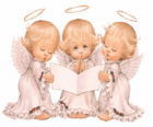 Angels with white dress singing carols