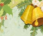 Christmas bells with leaves