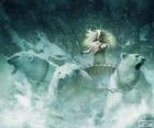 Jadis in his carriage pulled by two polar bears