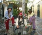 Three pirates, the captain and his helpers