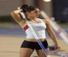 An athlete preparing to pole vault