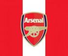 The Arsenal Football Club flag is red and white with the emblem in the centre
