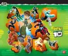 Ben 10 with the Omnitrix and his 10 original alien personalities