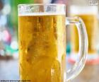 A pitcher of cold beer
