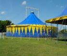 Exterior view of a circus tent or the big top ready for the function or performance