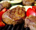 Rib-eye steak grilled with tomato and cucumber