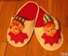 Slippers for Christmas with the face of an Elf