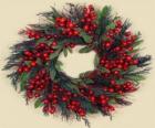 Christmas wreath made of leaves and fruits