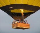 Family flying in balloon