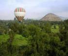 Balloon in the landscape with passengers